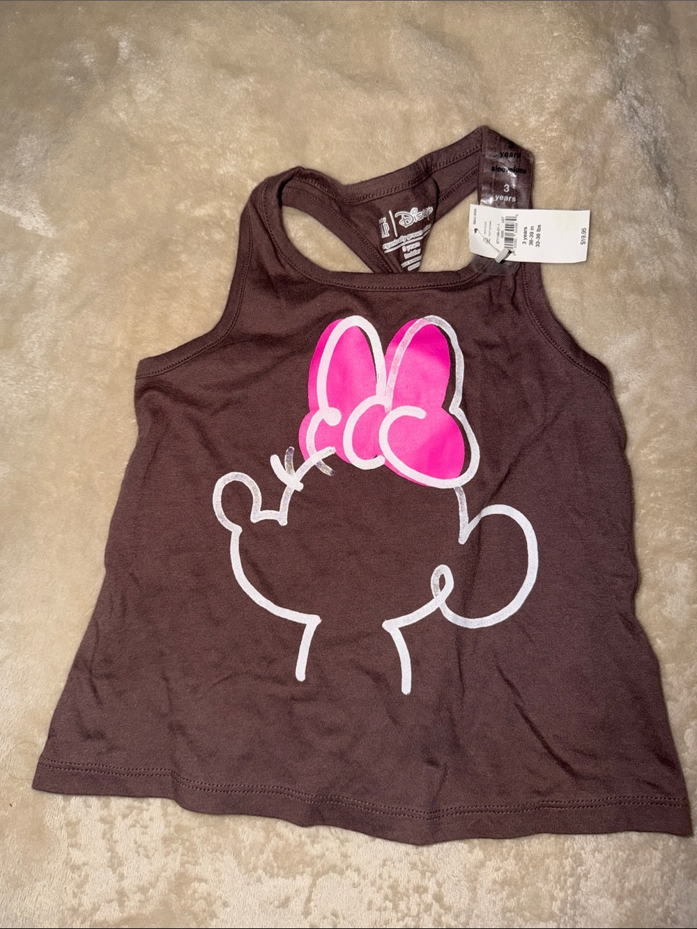 Gap Disney Brown Tank Top with Pink Minnie Bow Graphic